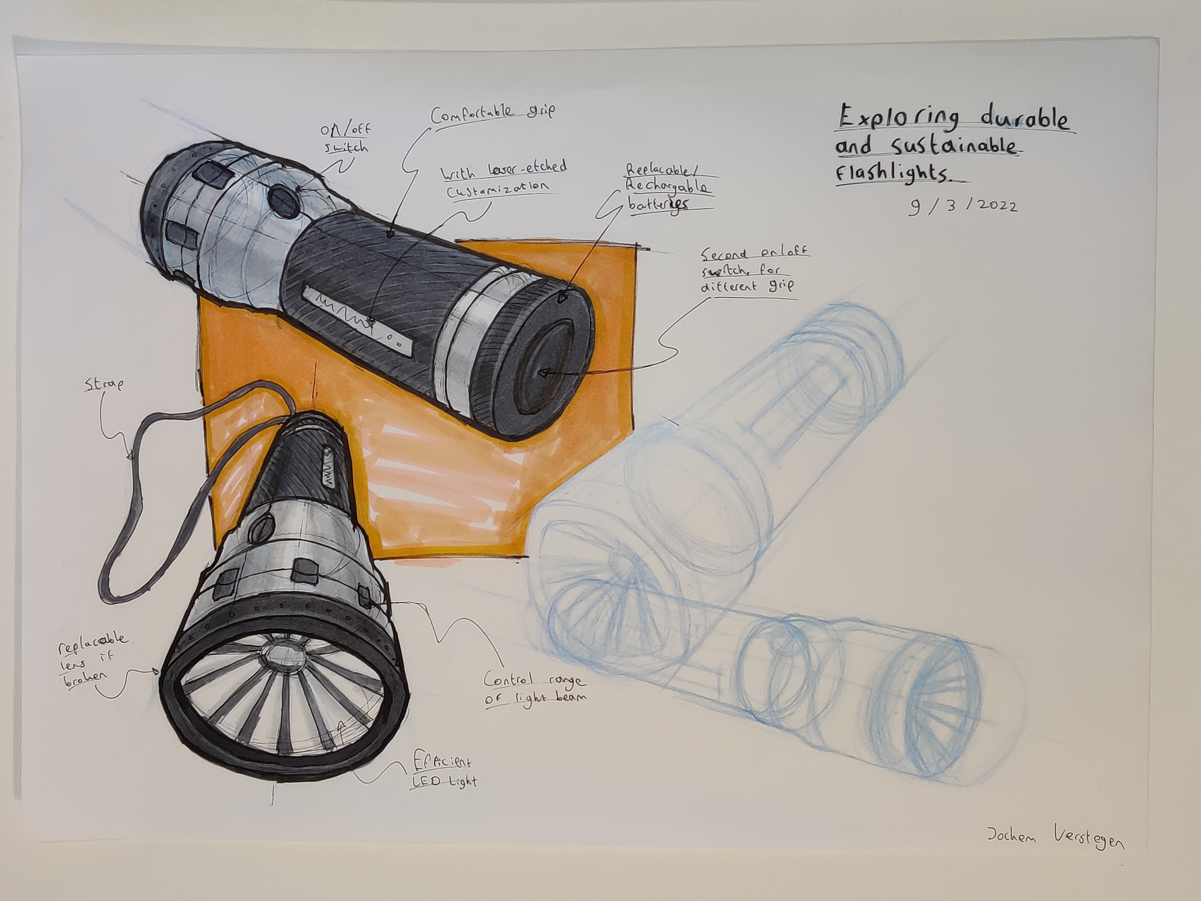 Flashlight sketch (circular object)